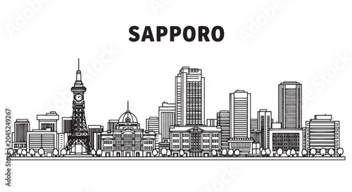 Φωτογραφία Sapporo City Buildings Skyline Illustration in Japan