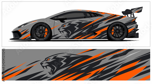 Bild auf Leinwand Car with Panther Racing Decal.