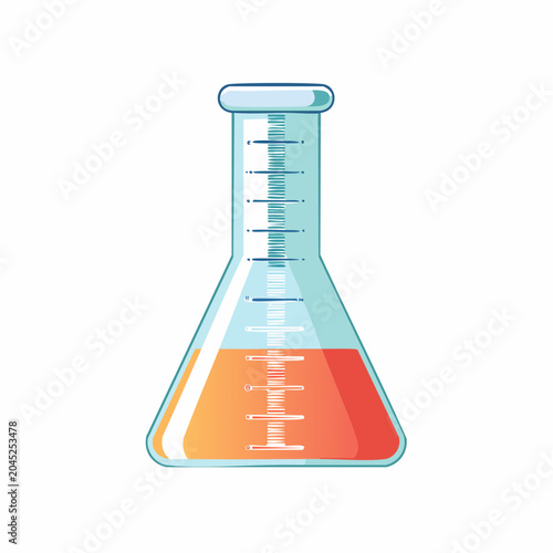 Erlenmeyer Flask with Orange Liquid and Measurement Markings