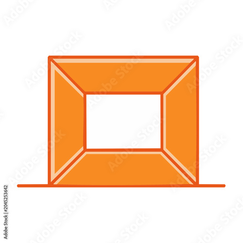 Orange 3D cube icon on white background