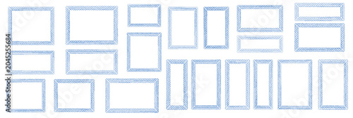 Bild auf Leinwand Blue Cross Stitch Embroidery Frames Set for Digital Scrapbooking and Decorative