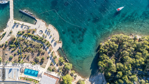 Tableau sur toile Ploche beach hvar island aerial view showing adriatic sea
