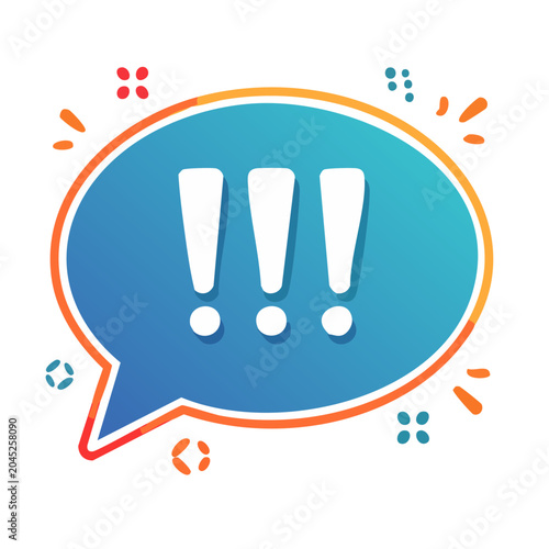 Speech bubble with three exclamation marks