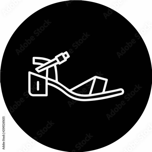 Modern flip-flop sandals icon, monochrome black and white color scheme, minimalist vector art, travel and vacation concept, clean outline, isolated background.