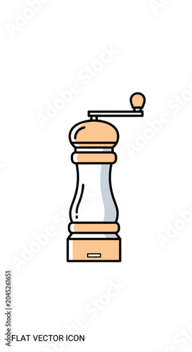 Pepper mill icon for seasoning and culinary design.