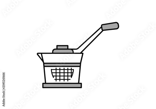 Deep fryer basket icon for restaurant equipment design.