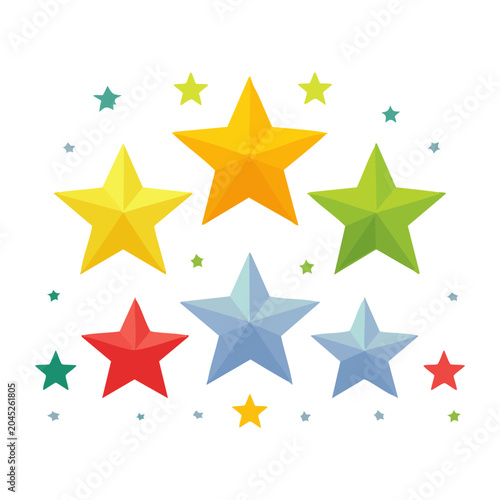 Colorful stars illustration on white background