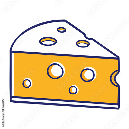 Flat design icon of a cheese wedge with holes