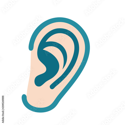Flat design icon of a human ear