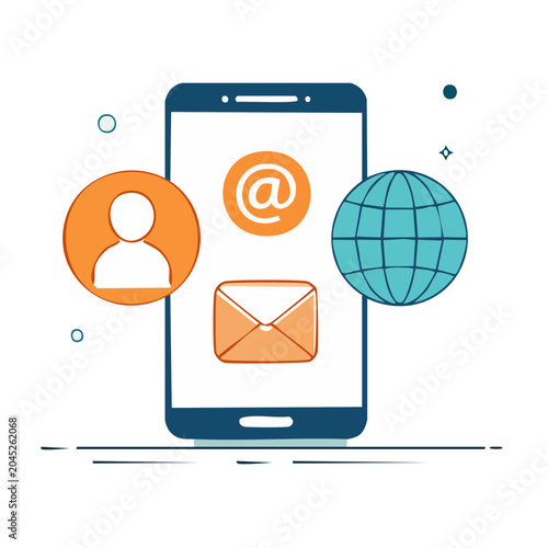 Smartphone with contact and communication icons