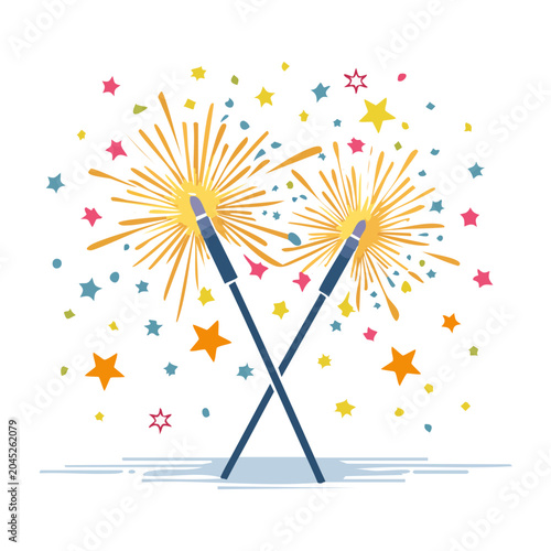 Sparklers with Confetti and Stars