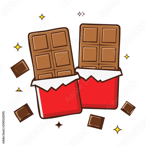 Two chocolate bars with pieces and sparkles