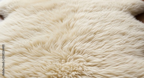 Soft cream colored faux fur rug with long pile texture