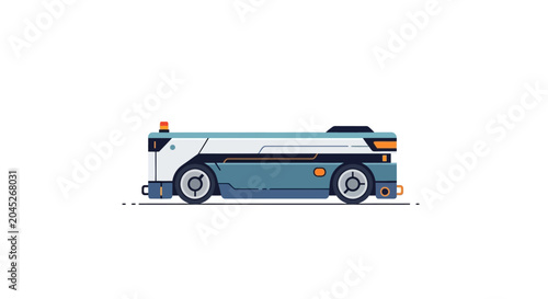 Flat illustration of an autonomous warehouse robot for industrial automation.