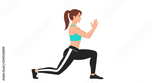 Valokuva Woman doing a lunge exercise in sportswear.