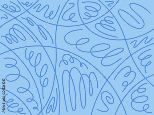 Abstract Blue Swirl Line Background. Minimalist Scribble Doodle Illustration