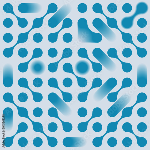 Abstract Blue Metaball Background Blurred Connected Dots Pattern. Creative Blue Jotted Grid Abstract Background Blur Metaball Shapes.
