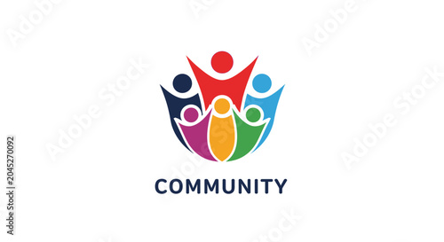 Quadro em tela Diverse Group of People Forming a Unified Community Symbol.