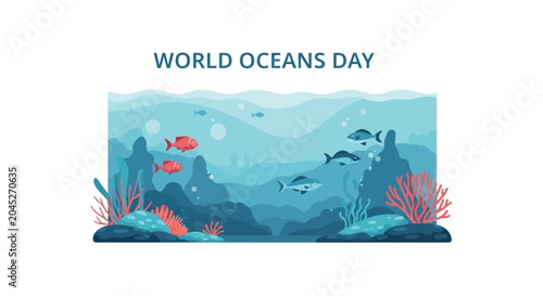 Obraz na plátně Underwater Ocean Scene For World Oceans Day.