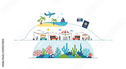 Valokuva Cross section of underwater coral reef ecosystem.