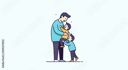 Bild auf Leinwand Father and son embracing in a warm hug moment.
