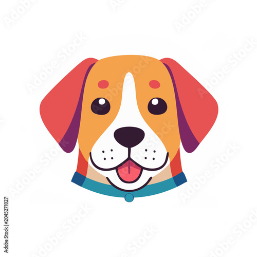 Cute dog face illustration in flat design style