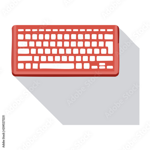 Red flat design keyboard with long shadow