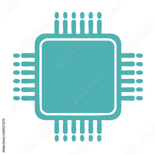 Teal microchip icon on white background