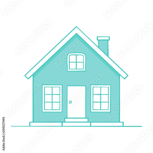 Simple blue house illustration with white outline