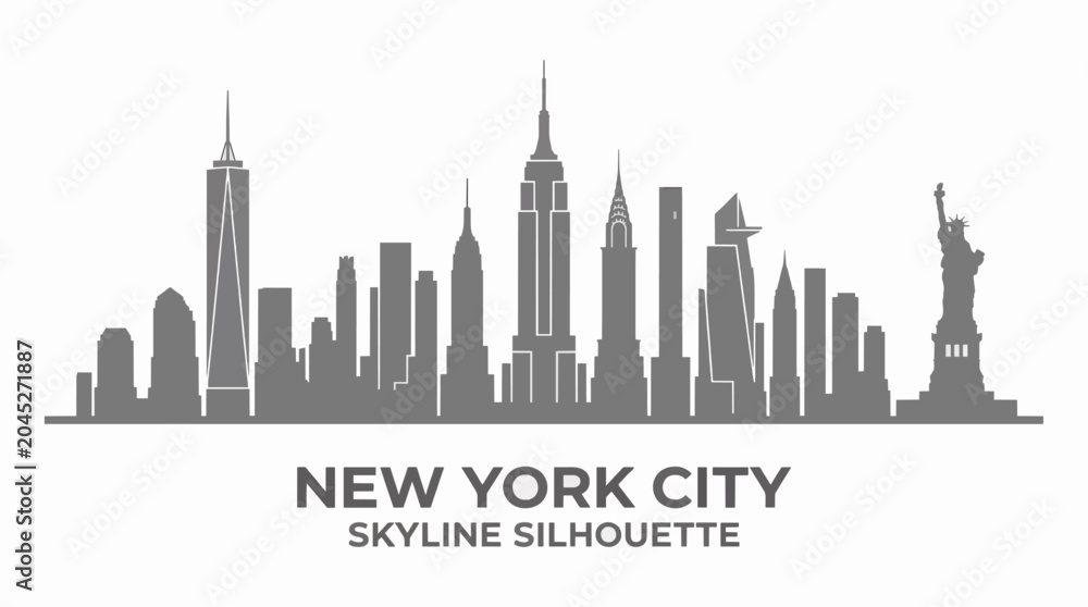 Obraz premium New York City Skyline Flat Vector Illustration Graphic For Commercial Use
