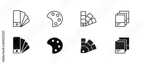 Color swatch icon palette symbol. Design color tool collection . Fabric selection swatches collection. Line vector icon . Vector illustration