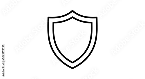 Security shield outline icon. Protection, safety, and privacy symbol. Cybersecurity, defense, and data safeguard graphic element.