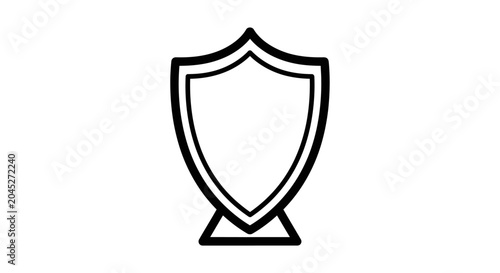 Outline shield award icon vector illustration. Minimalist black line art symbol for security, protection, success, and achievement.