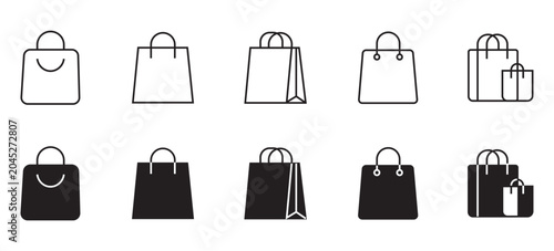Shopping bag icon retail symbol. Store commercial collection . Fashion consumer boutique collection. Line vector icon . Vector illustration