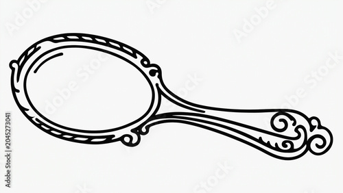 line art vector style hand mirror on white background.ai 