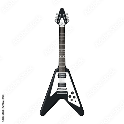 Electric Guitar V Shape Black White Isolated