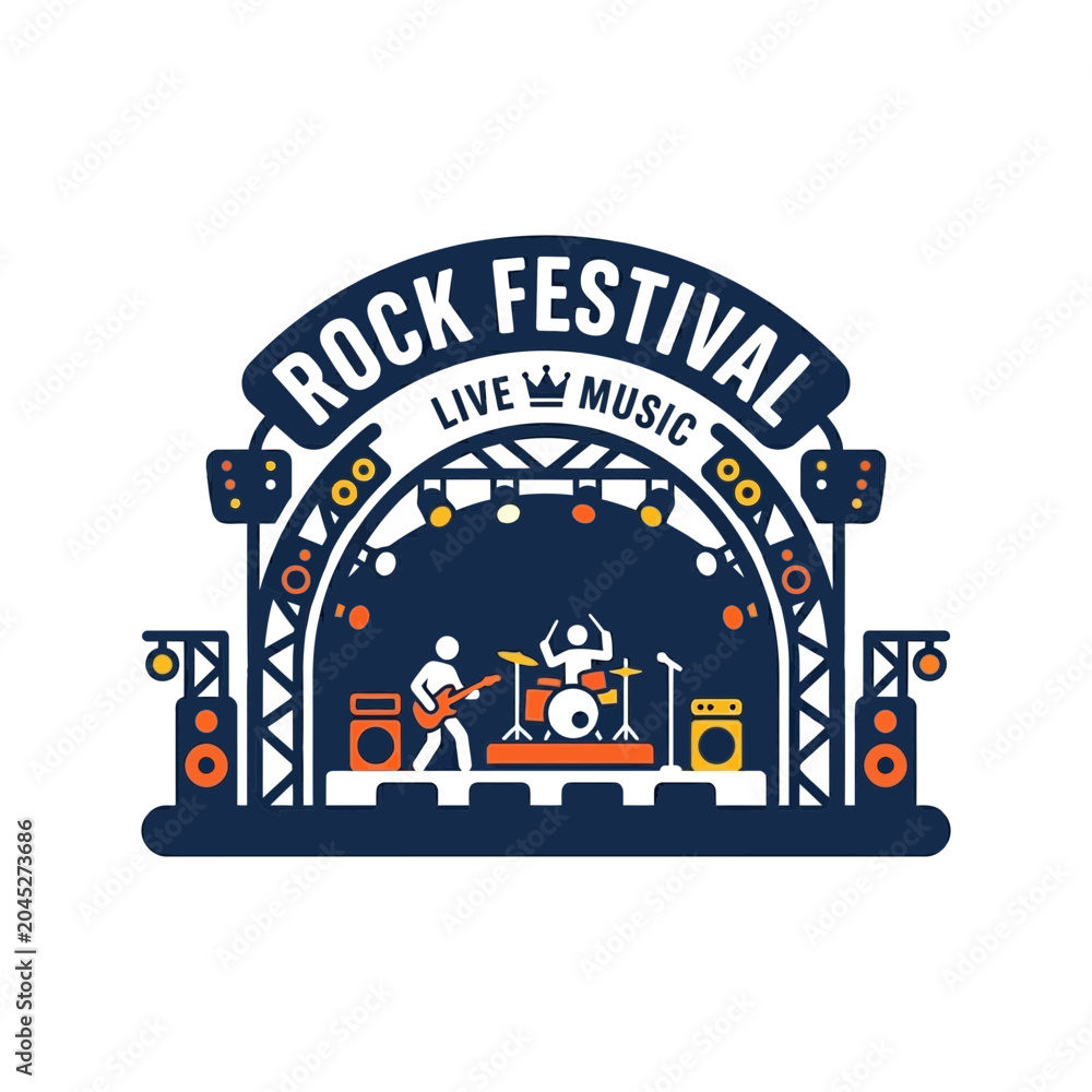 Naklejka premium Rock Festival Stage with Live Music Performance