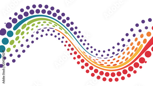Vibrant Multicolored Dot Pattern Wave Design with Gradient Color Transition for Modern Digital Art and Infographics