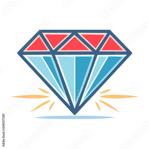 Flat illustration of a sparkling diamond