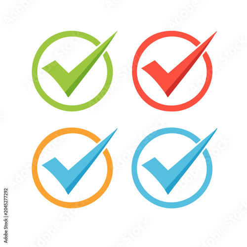 Four colorful checkmarks in circles