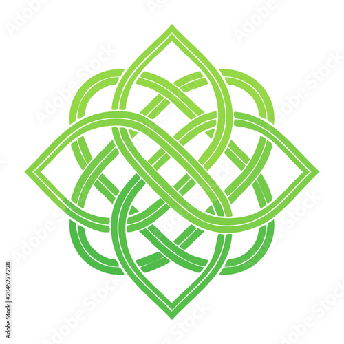 Green Celtic Knot Symbol on White Background