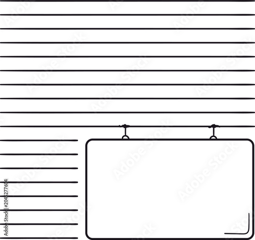 Line sheet with a separate hanging cartoon blank sign.