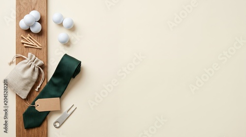 Happy fathers day golf gear arrangement with copy space background for greeting card copyspace background celebration paternal accessories equipment