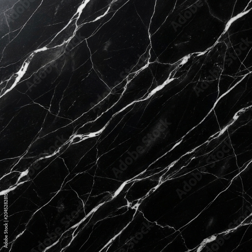 Vászonkép A close-up view of a black marble surface with white veins