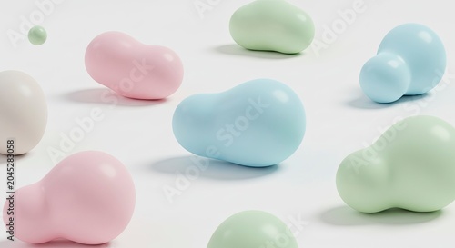 Soft Pastel Organic Shapes Floating Abstract Background