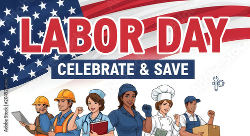 Labor day sale banner celebrating american workers and end of summer savings