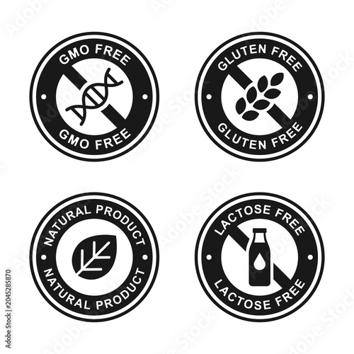 Food Label Icons. White background.
