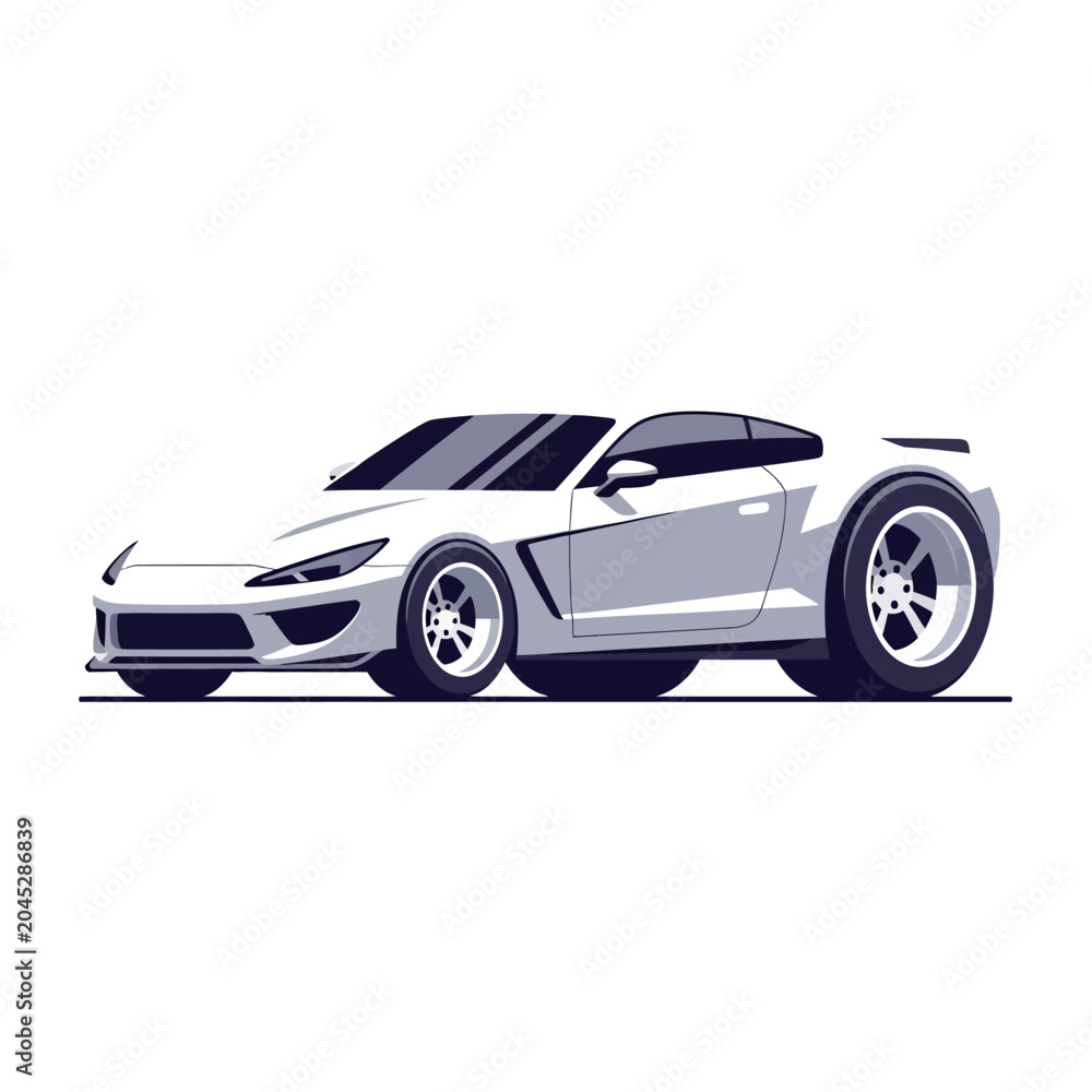 Fototapeta premium White Sports Car Graphic Illustration on White Background