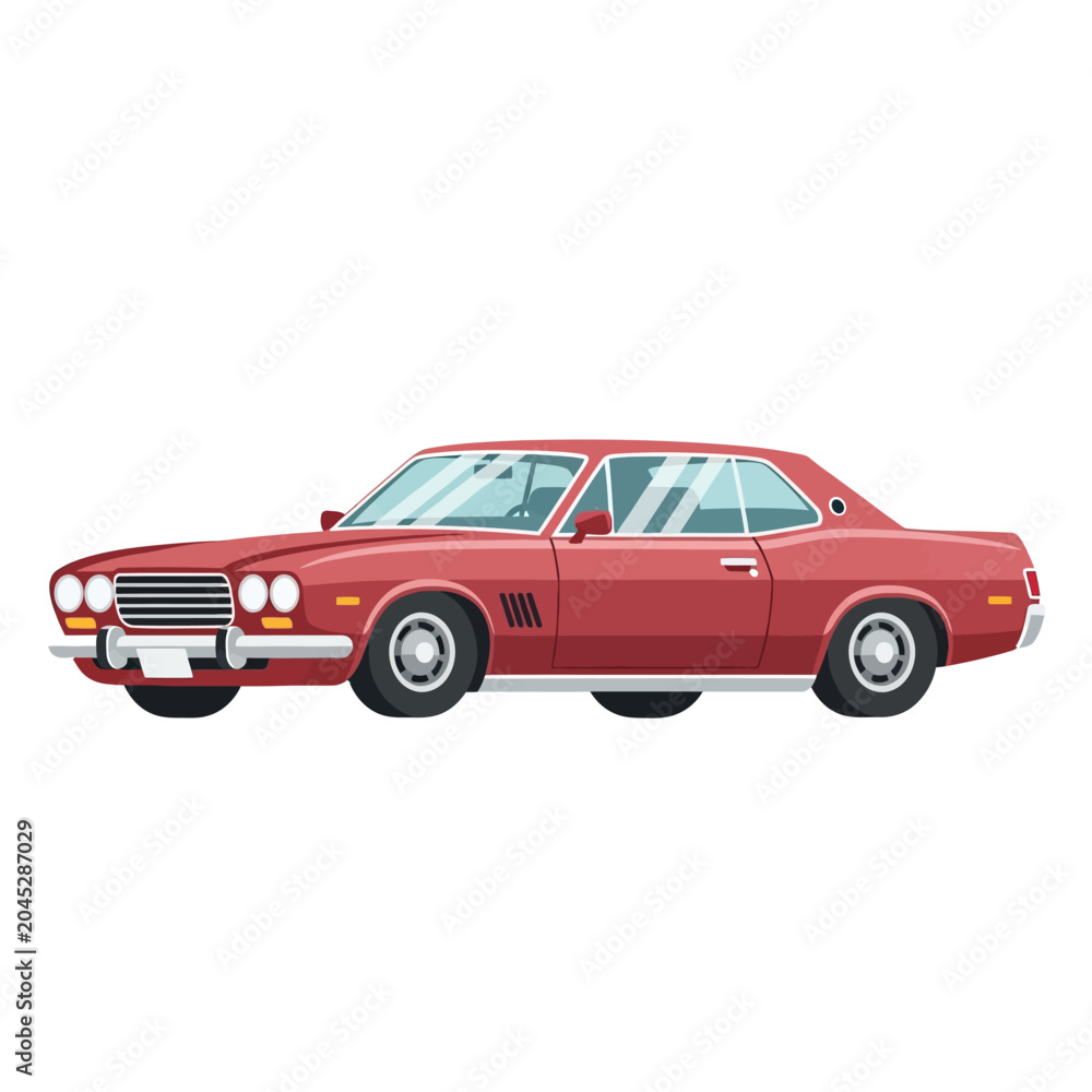 Fototapeta premium Classic Red Vintage Car Isolated on White Backdrop