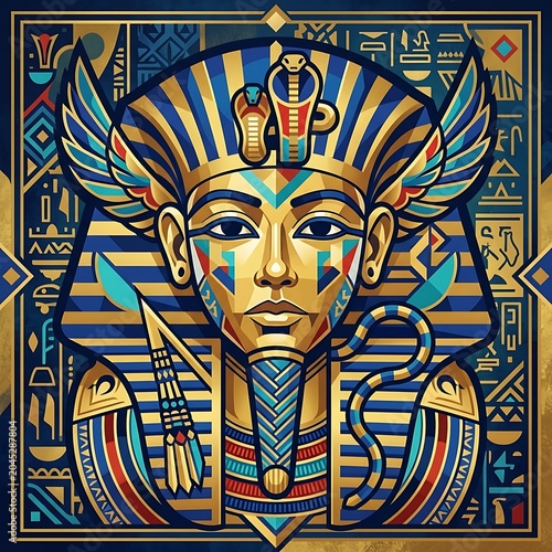 Vibrant ancient egyptian tutankhamun vector mask with symbols